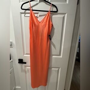 Express Vibrant Orange Slip Dress
